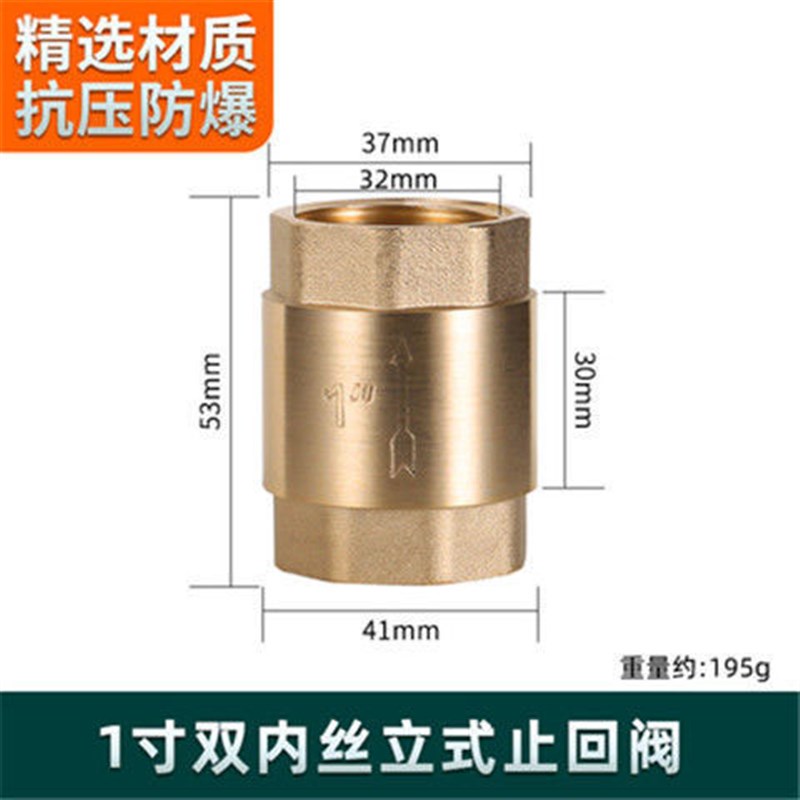 4分6分1寸全黄铜立式止回阀 水管水表止逆阀弹簧止逆阀dn15 20 25