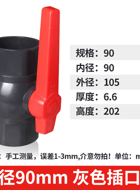 PVC球阀灰色阀门开关阀给水管4分6分1寸塑料阀门DN20 25 32 40 50