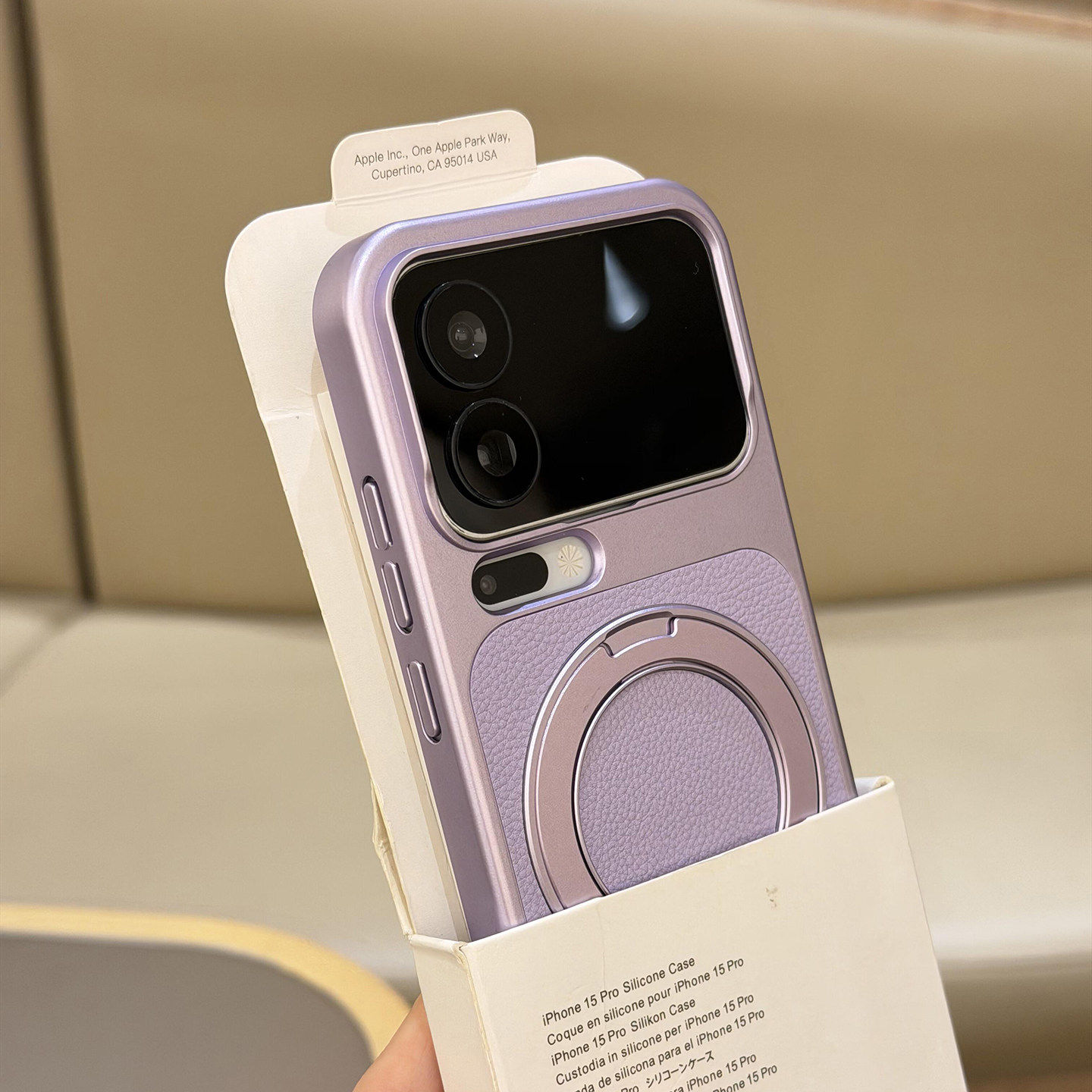 支点支架360度旋转荔枝纹素皮磁吸适用小米苹果17promax手机壳iPhone16/15秒变大视窗17ultra车载14pro防摔13