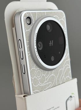 【】复古白色山茶花适用OPPOFindX8Ultra手机壳时尚毛麻印花findx8s+防摔小米15Pro半包14电镀边框硬壳女