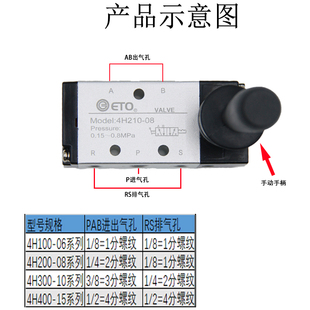 ETO直销手动换向控制阀4H210 08机械阀两位五通气动开关手扳阀