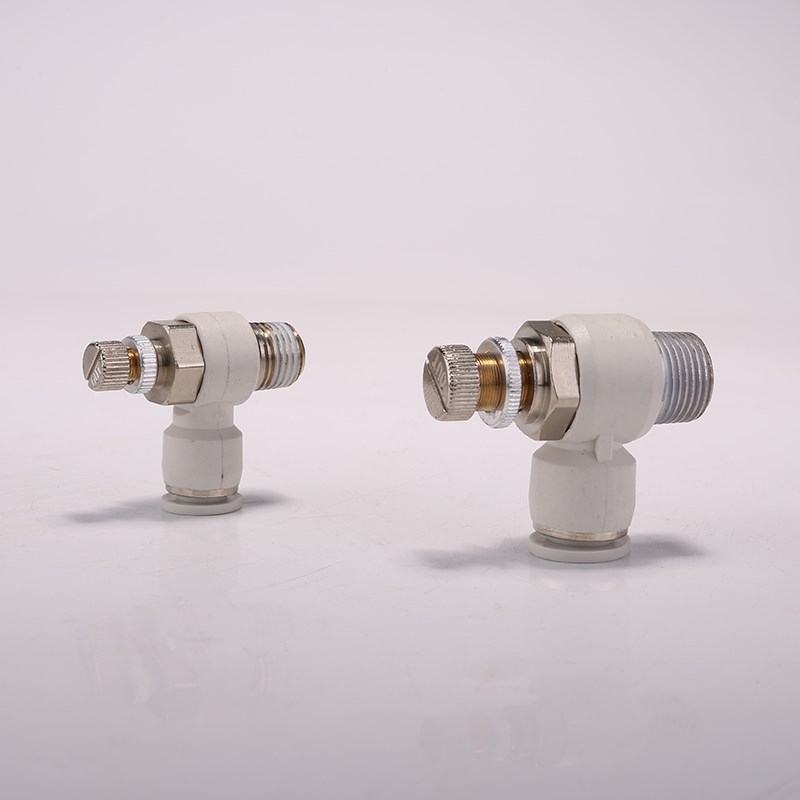 白色精品气动快速接头调速阀节流阀SL8-02 ESL6-M5 SL10-02 12-04