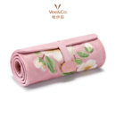 唯伊辰高档丝绒刺绣山茶花便携黄金戒指项链收纳首饰包结婚礼物盒