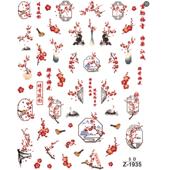 冬季 春色国风梅花染江城美甲贴纸浮雕古风红梅腊梅新中式 指甲贴纸