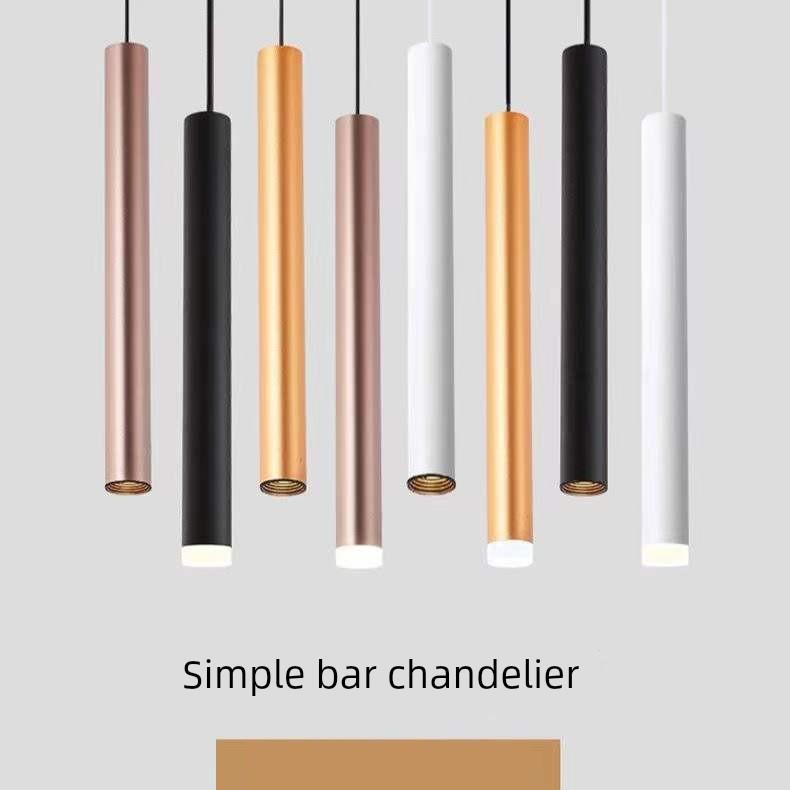 led简约吧台吊灯明装吊线长筒灯射灯现代餐厅前台圆柱形聚光吊灯