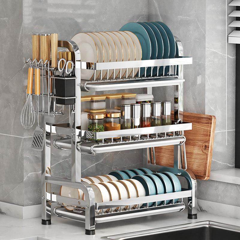 加厚不锈钢厨房碗架沥水收纳层架子多功能台面放筷盘碗碟置物篮碗,收纳整理,整理架/置物架/收纳架,淘宝优惠券,粉丝福利购,淘宝优惠卷