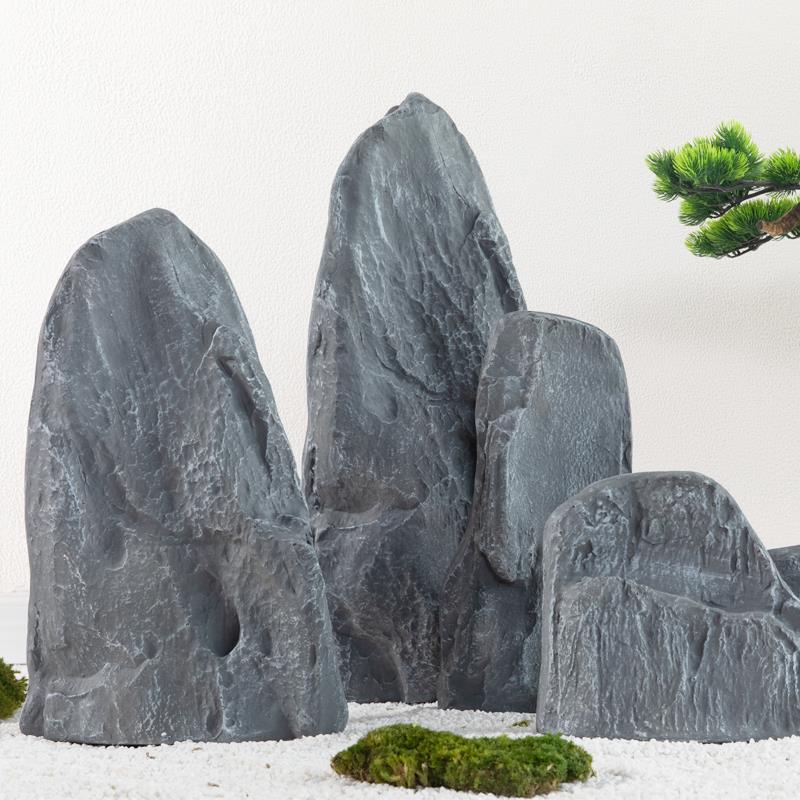 仿真造景寿山石头组合禅意庭院别墅假山落地装饰品摆件景观道具