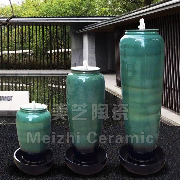 水循环陶瓷系加湿器流水涌泉坛花瓶子陶罐水池叠喷景观摆件客厅水