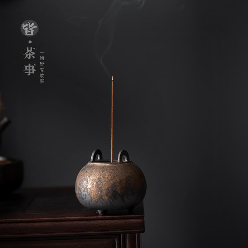 陶瓷香炉复古禅意线香插中式香座香道熏香炉香座供佛点香器线香盘