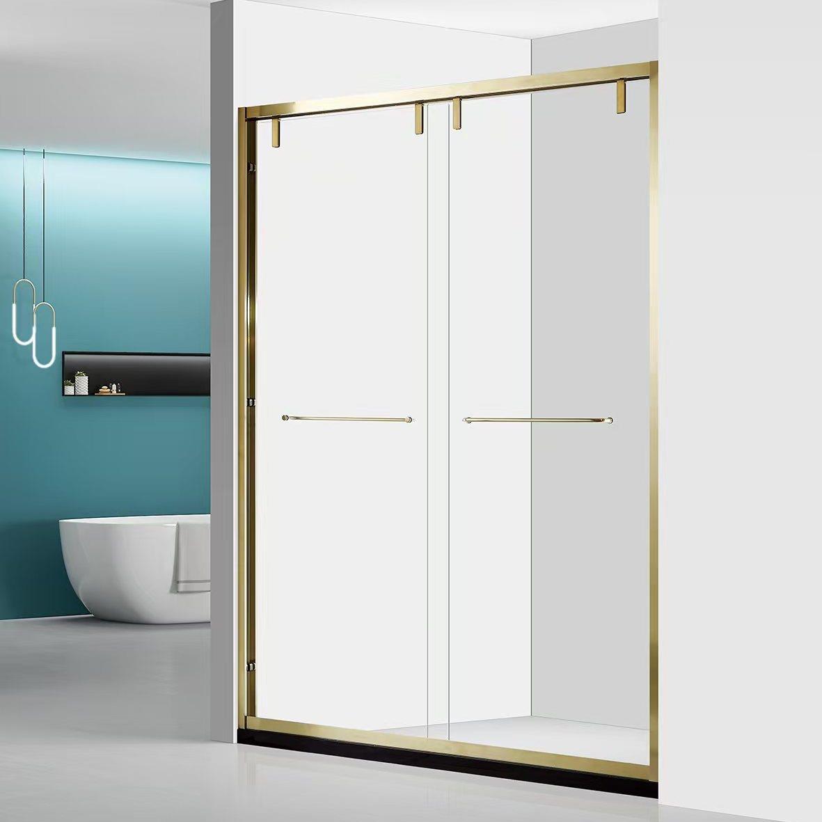 极窄不锈钢一字型沐浴房移动玻璃隔断极简淋浴房室卫生间钢化玻璃