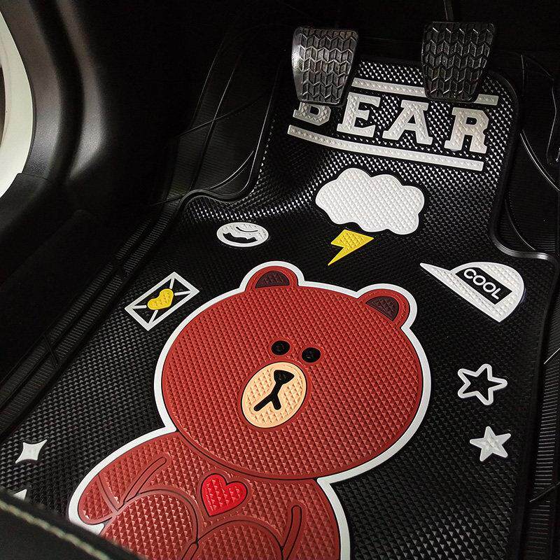 汽车脚垫单片乳胶可爱卡通通用易清洗可裁剪橡胶车内矽胶脚踩垫