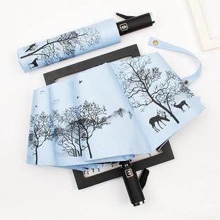 山水古风雨或阳光伞遮阳伞男士大折叠伞全自动防晒紫外线定制标志