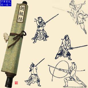 剑谱剑法武术表演少林剑单剑太极剑训练壁画挂画收藏国画书画卷轴