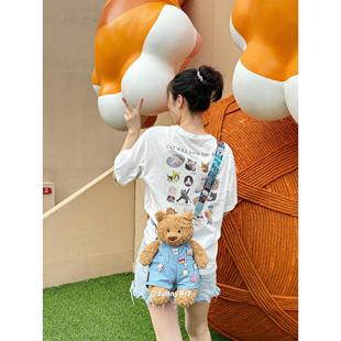 巴塞罗熊衣服潮流工装 可钉胸针可挂挂饰可斜背出门 抱婴袋裤