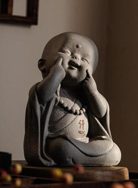 掬涵禅意沙弥小和尚创意人物玩偶治愈系家居玄关办公桌装饰小摆件