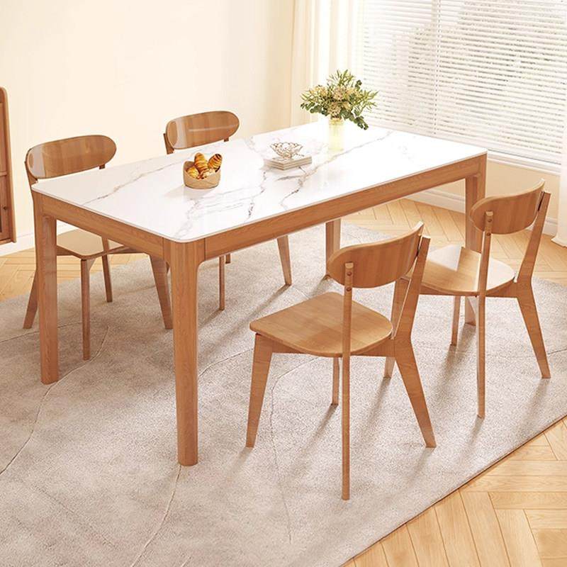 全实木岩板餐桌椅组合长方形家用客厅现代简约新款小户型吃饭桌子