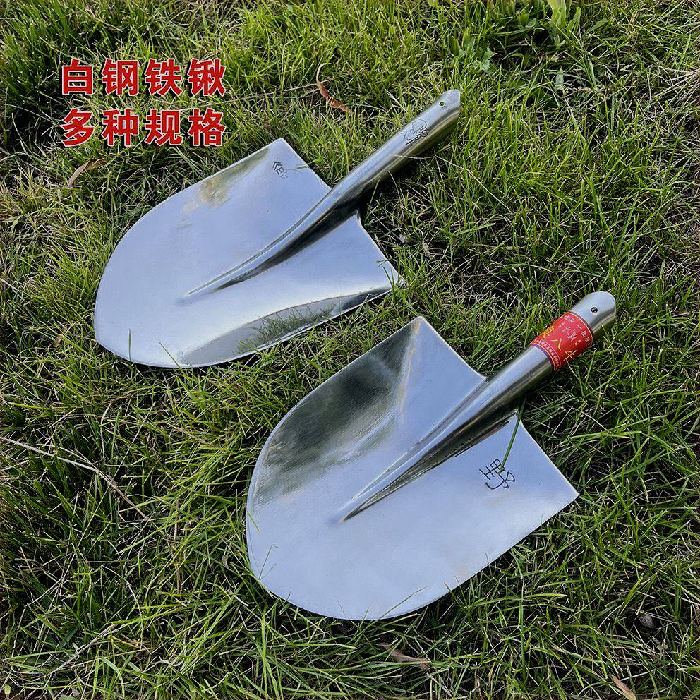 款不锈钢钢家用尖头铁锹进新口不锈钢铁锹农用挖地锹铁不白锈钢