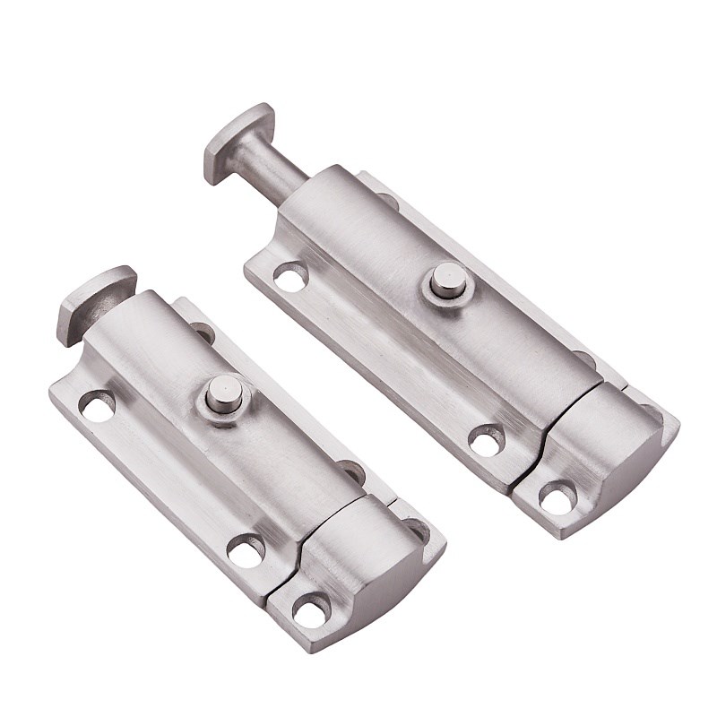 304不锈钢4寸自动弹簧按钮式圆形插销 LS406/CL404按钮式明装门栓