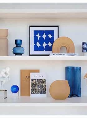 现代样板间简约家居饰品玄关书柜软装挂画创意陶瓷玻璃摆件ZH3078