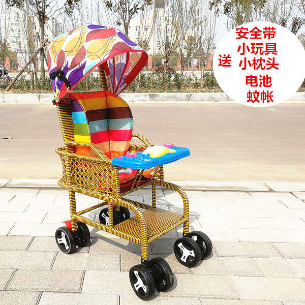 夏季仿藤婴儿藤编简易手推车超轻便竹编儿童小推车宝宝坐椅夏天凉