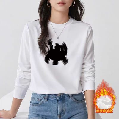 长袖t恤女2025新款早秋纯棉内搭打底衫白色高级设计感小众上衣