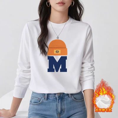 美式白色长袖t恤女纯棉2025新款爆款秋冬季宽松慵懒风内搭打底衫