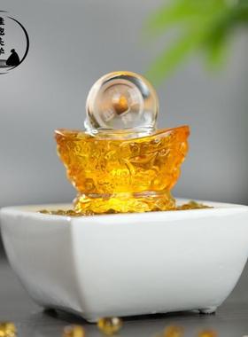八方招财聚宝盆流水摆件客厅玄关风水办公室循环加湿开业乔迁送礼