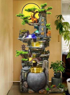 落地假山流水喷泉循环水景客厅办公室风车风水轮开 业礼品高山摆