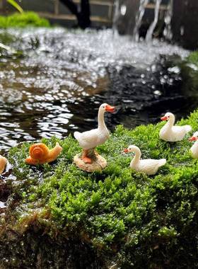 小鸭子微景观摆件仿真动物防水防晒古法养鱼水缸造景盆景装饰摆件