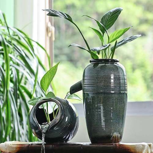 陶罐古法养鱼循环流水鱼缸上出水口生态缸造景水景观摆件窑变