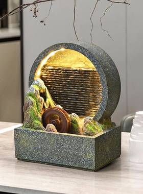 简约假山流水摆件招财水幕循环水客厅玄关入户风水轮开业乔迁礼物