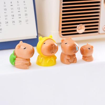 可爱卡皮巴拉水豚蛋糕小饰品情绪稳定桌面装饰迷你立体声套装小工