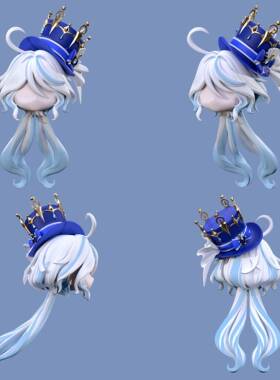 GSC可拆发水神gsc芙宁娜头发芙芙头壳原神建模头ob11 ob22娃头壳