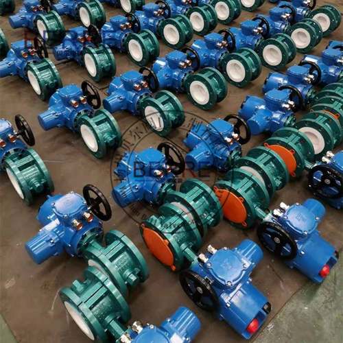 全衬TF智能一体化隔爆电动法兰P衬蝶阀贝氟624尔电动E衬氟防爆蝶