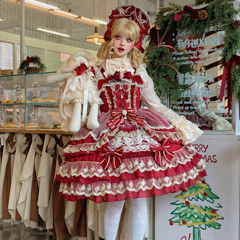 【宝石之冕】韩菇凉~原创设计Lolita洋装doll感jsk吊带连衣裙夏季