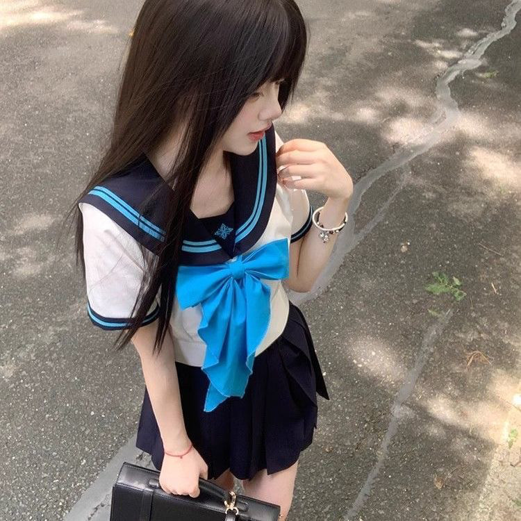 JK水手服原创制服套装【小苍兰】收腰女春季新款短袖夏日系学院风