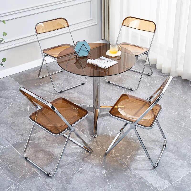 不锈钢小圆桌时尚网红创意钢化玻璃餐桌小吃餐饮店圆形接待洽谈桌,住宅家具,玻璃餐桌,淘宝优惠券,粉丝福利购,淘宝优惠卷