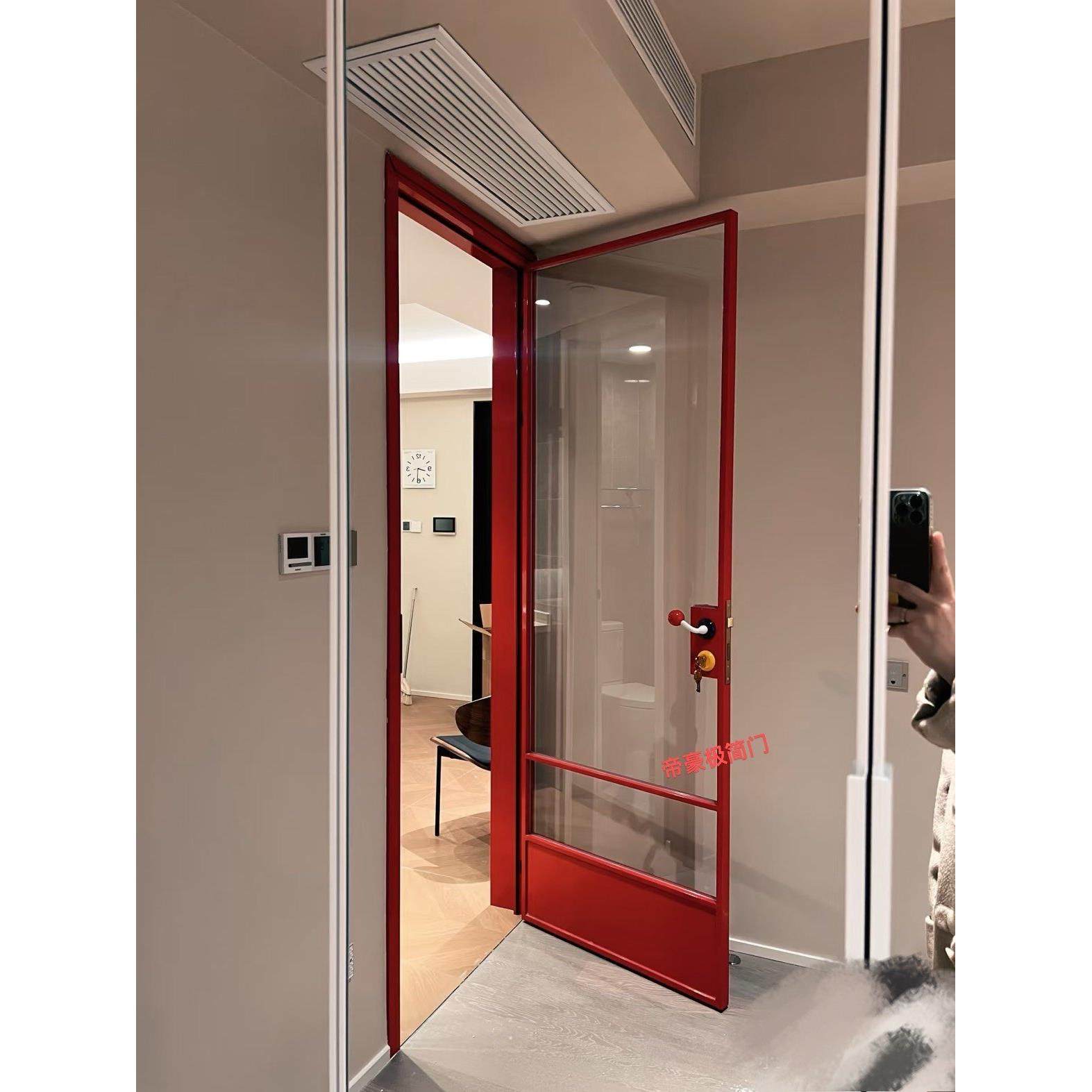 帝豪极简门定制中古多巴胺红色化妆室浴室门拉门平开 门双门,全屋定制,卫生间门/厕所门,淘宝优惠券,粉丝福利购,淘宝优惠卷