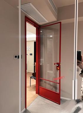 帝豪极简门定制中古多巴胺红色化妆室浴室门拉门平开 门双门