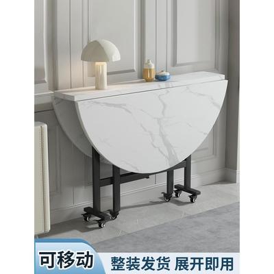 折叠餐桌北欧家用小户型出租房用圆形新中式吃饭桌子多功能大圆桌