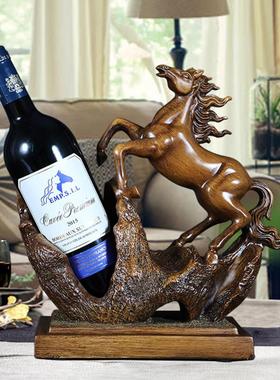 马到成功现代轻奢创意红酒架摆件家居客厅酒柜装饰品乔迁新居礼品