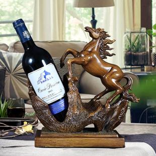 马到成功现代轻奢创意红酒架摆件家居客厅酒柜装饰品乔迁新居礼品
