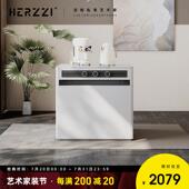 HERZZI餐桌边柜单独岩板实木岛台成品客饭厅餐桌轨道插座可定制