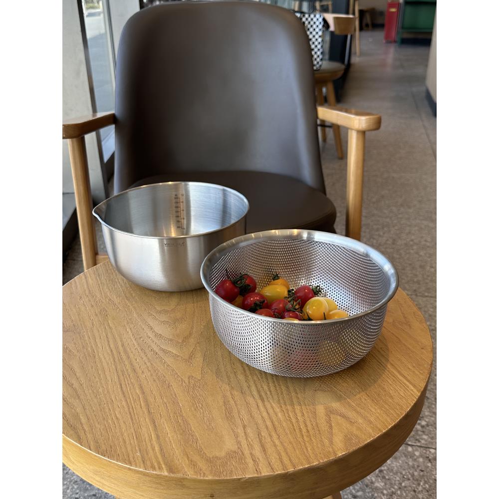 出口304食品不锈钢漏盆洗脸盆淘米篮淘米篮淘米篮淘汤篮一套