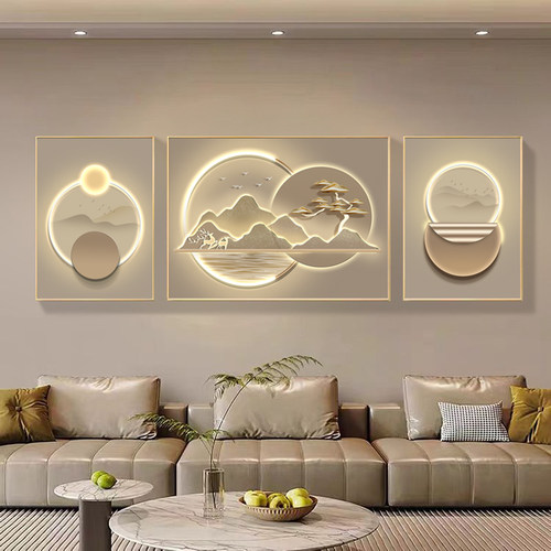 源头工厂客厅轻奢麋鹿三联装饰画