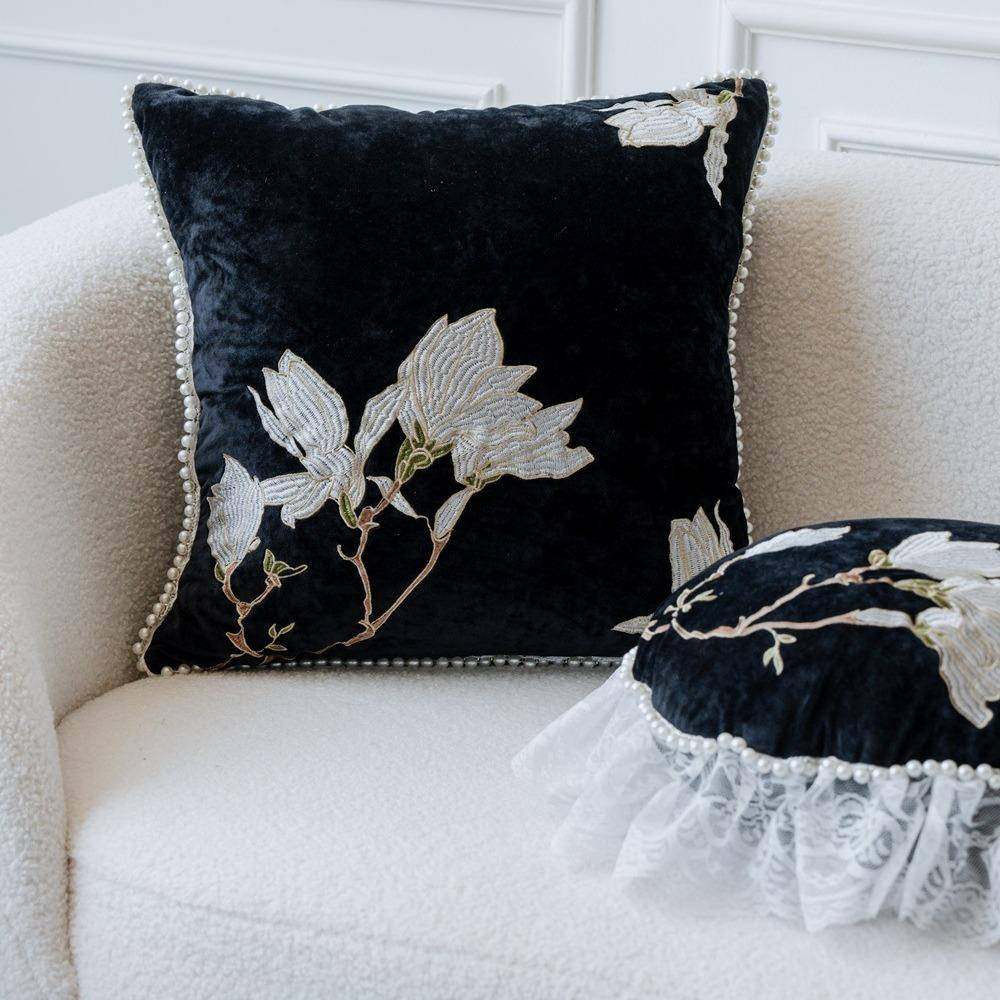 中古风法式轻奢抱枕新中式靠垫客厅沙发靠枕珍珠重工刺绣抱枕