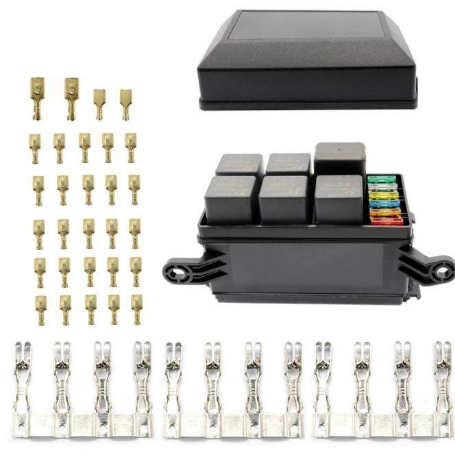 6路保险盒继电器带6只继电器12V汽车保险丝座