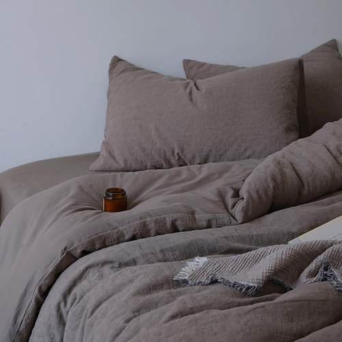 日式简约民宿全棉美拉德风提花四件套纯棉被套床单床笠床上用品夏