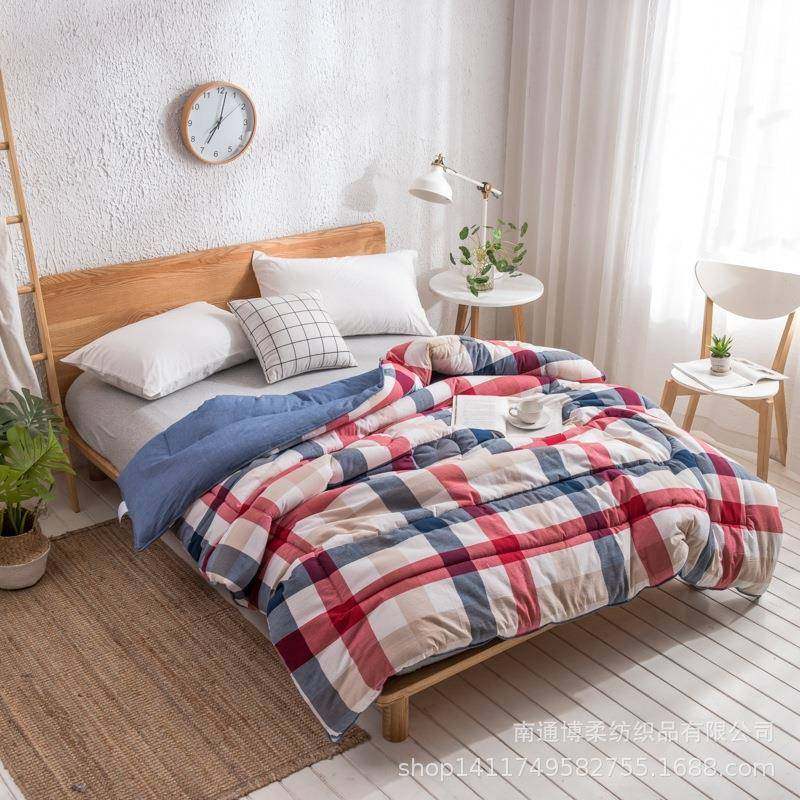 2019年秋冬全棉色织水洗棉被子直销全棉被芯纯棉被子南通