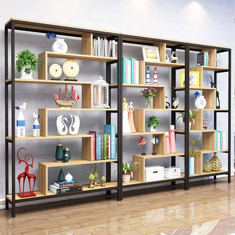 简约书架博古架多层置物架客厅落地隔断花架办公室书柜屏风展示架